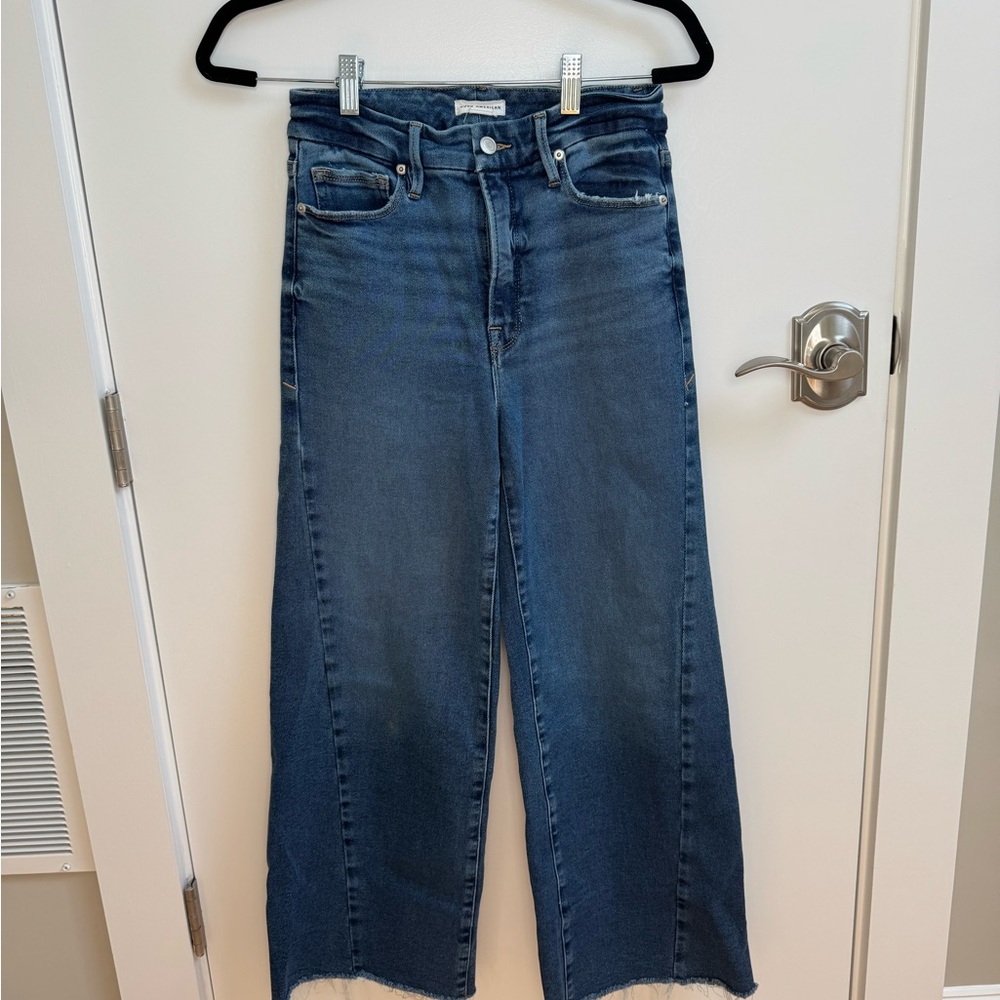 Good American Womens Soft Tech Good Legs Cropped Jeans